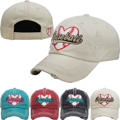 Baseball Mom Heart Lace Baseball Lover Game Cap Vintage Worn Torn Look Ball Hat   eb-28570937
